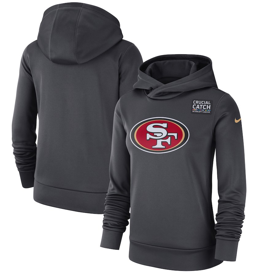San Francisco 49ers Nike Anthracite Women's Nike Crucial Catch Performance Hoodie